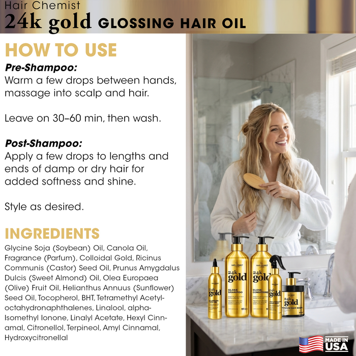 Hair Chemist 24k Gold Glossing Hair Oil 8 Ounce