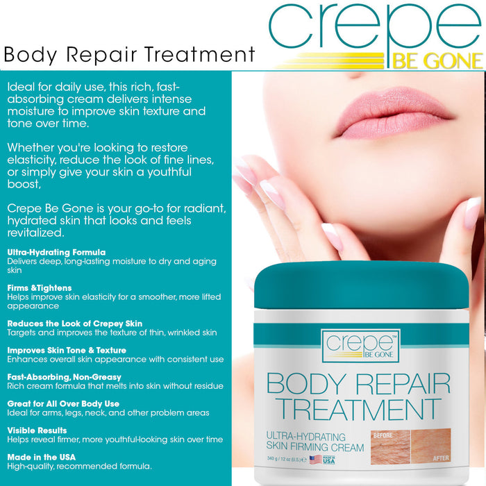 Crepe Be Gone Body Repair Treatment Ultra Hydrating Skin Firming Cream - Large 12 ounce
