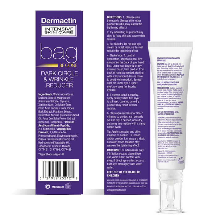 Dermactin Bag Be Gone Temporary Eye Tightener - Dark Circle & Wrinkle Reducer 1 oz.