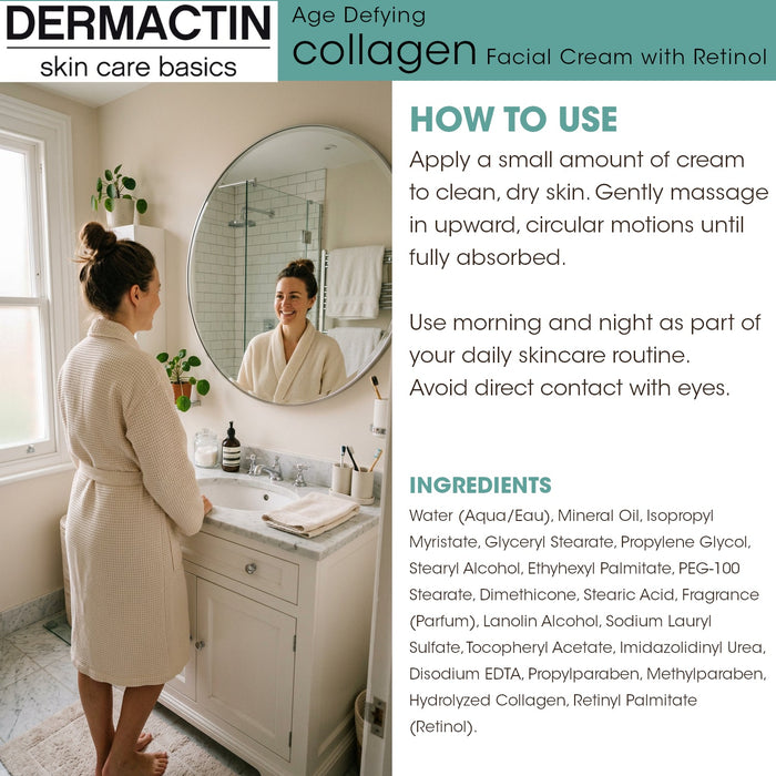 Dermactin Age Defying Collagen Facial Cream with Retinol 3 oz.