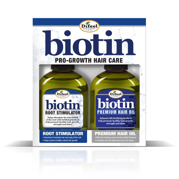 Difeel Biotin Pro-Growth Root Stimulator & Hair OIl 2.5 oz. (2-Piece Boxed Gift Set)