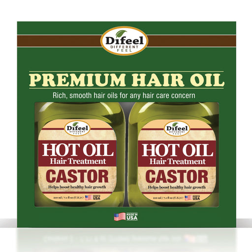 Difeel Castor Hot Oil Treatment 7.1 Ounce - Deluxe 2-PC Gift Set