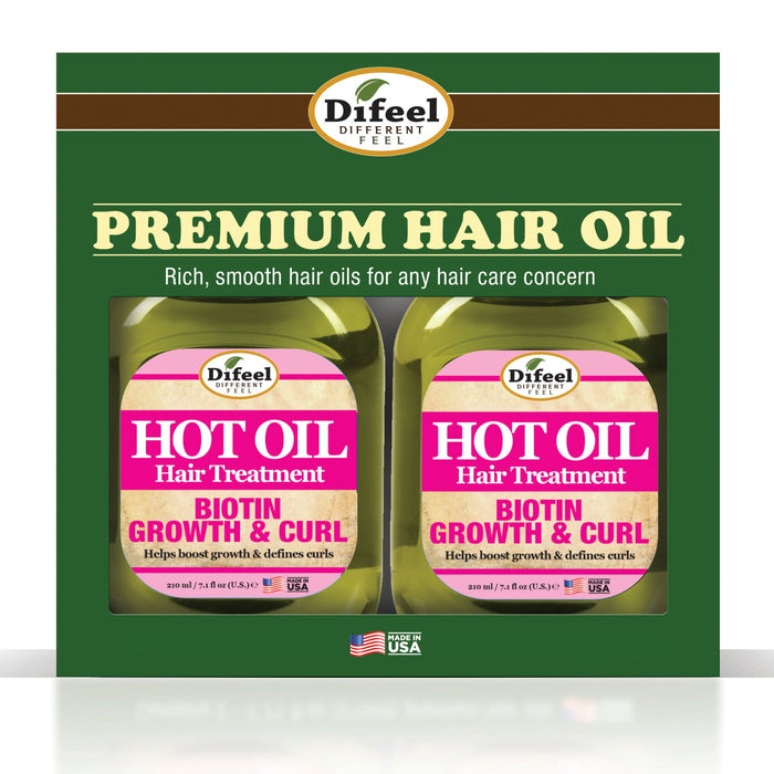Difeel Biotin Growth and Curl Hot Oil Treatment 7.1 oz. - Deluxe 2-PC Gift Set