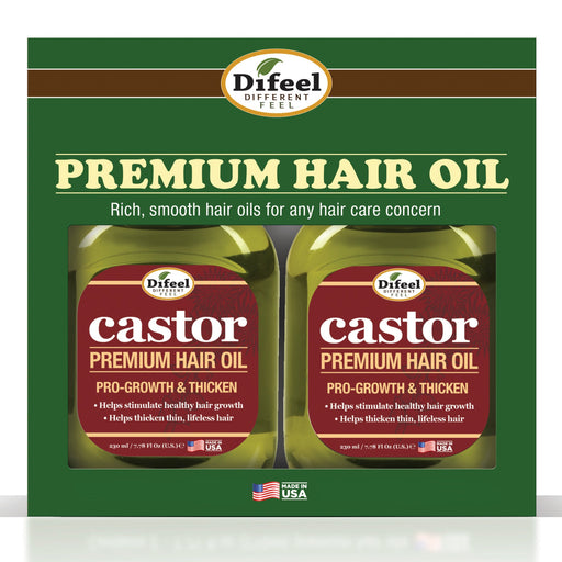 Difeel Castor Pro-Growth & Thicken Premium Hair Oil 7.1 oz. - Deluxe 2-PC Gift Set