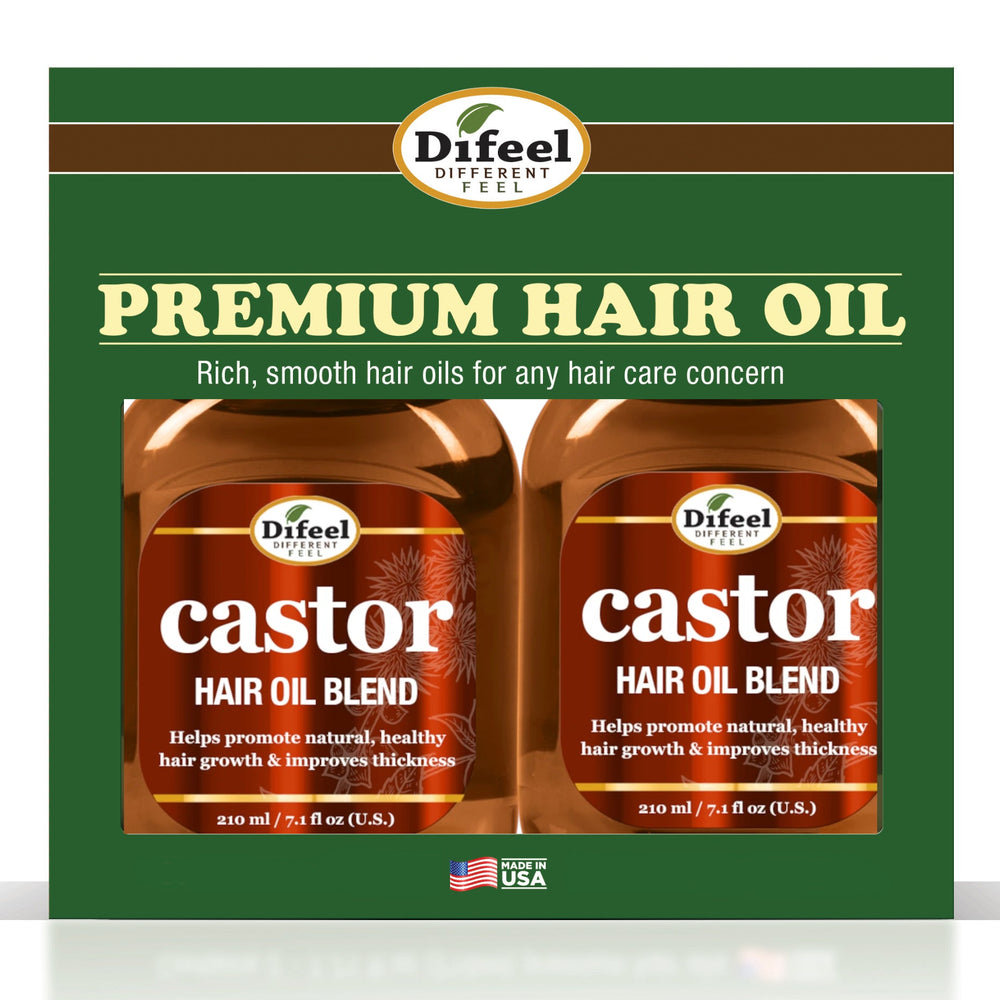 Difeel Castor Pro-Growth & Thicken Hair Oil Blend 7.1 oz. - Deluxe 2-PC Gift Set
