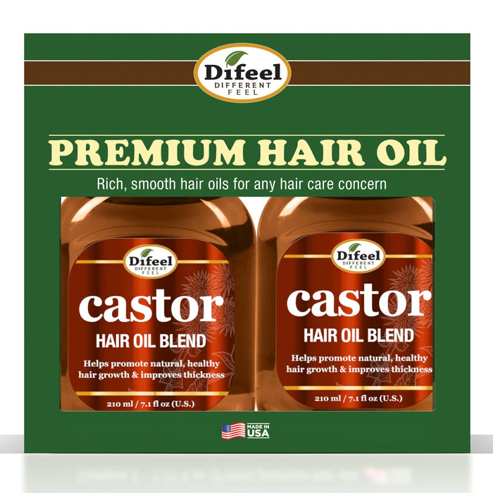 Difeel Castor Pro-Growth & Thicken Hair Oil Blend 7.1 oz. - Deluxe 2-PC Gift Set