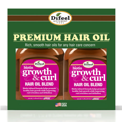 Difeel Biotin Growth and Curl Hair Oil Blend 7.1 oz. - Deluxe 2-PC Gift Set