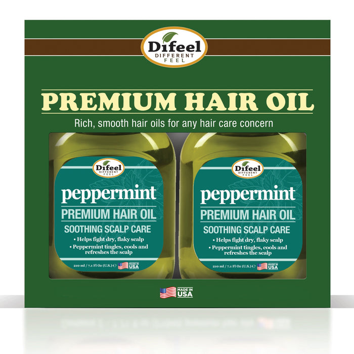 Difeel Peppermint Scalp Care Hair Oil 7.1 oz.- Deluxe 2-PC Gift Set