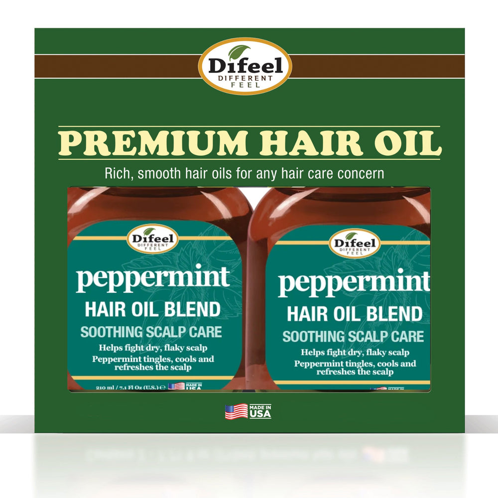 Difeel Peppermint Scalp Care Hair Oil Blend 7.1 oz.- Deluxe 2-PC Gift Set