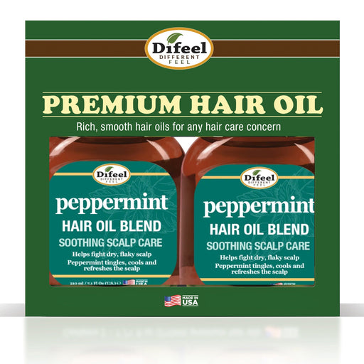 Difeel Peppermint Scalp Care Hair Oil Blend 7.1 oz.- Deluxe 2-PC Gift Set