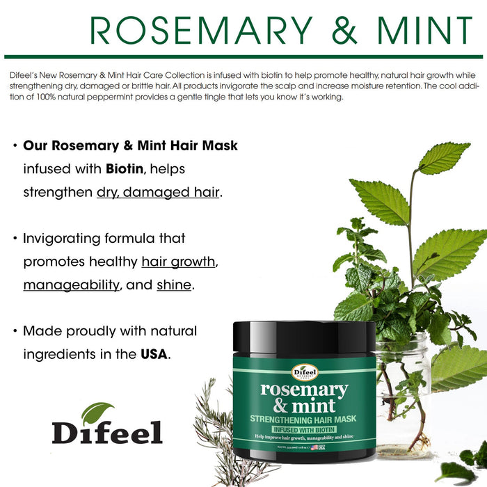 Difeel Rosemary and Mint Strengthening Hair Mask with Biotin Packet 1.75 oz.