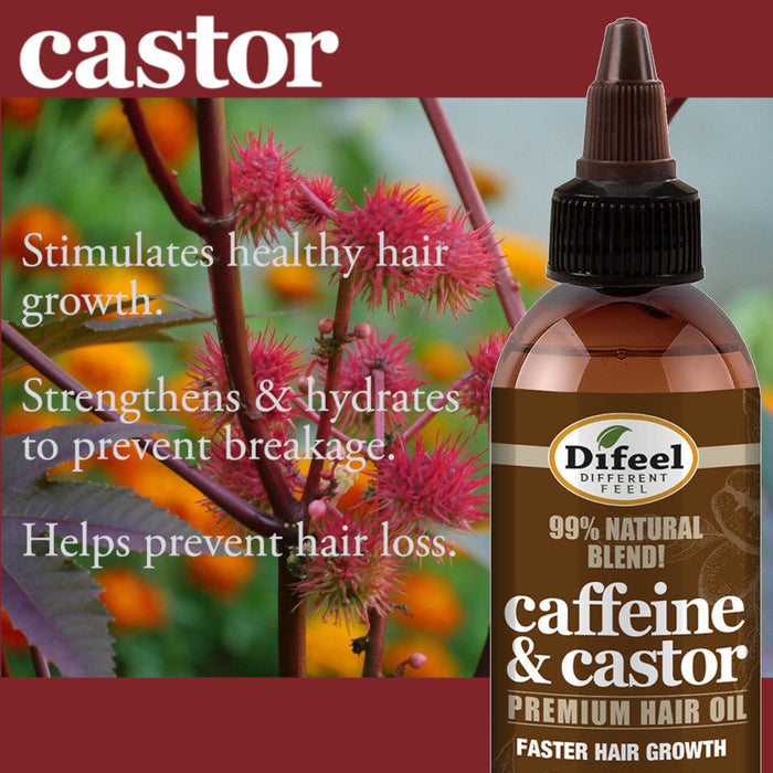 Difeel Caffeine & Castor Premium Hair Oil for Faster Hair Growth 7.1 oz.