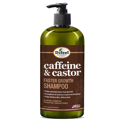 Difeel Caffeine & Castor Shampoo for Faster Hair Growth 33.8 oz.