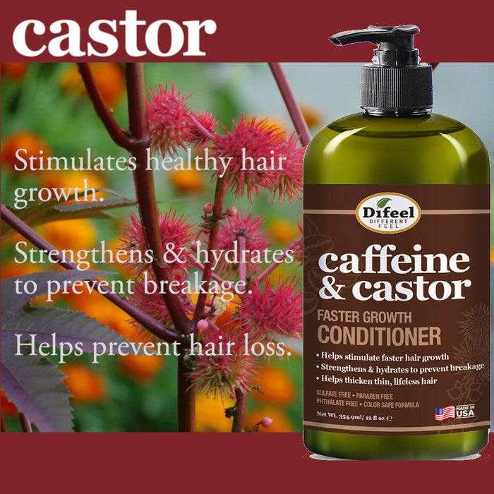Difeel Caffeine & Castor Conditioner for Faster Hair Growth 12 oz.