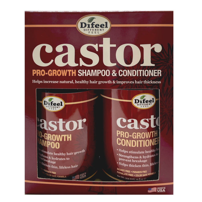 Difeel Castor Pro-Growth Shampoo 12 oz. & Conditioner 12 oz. (2-Piece Gift Set)