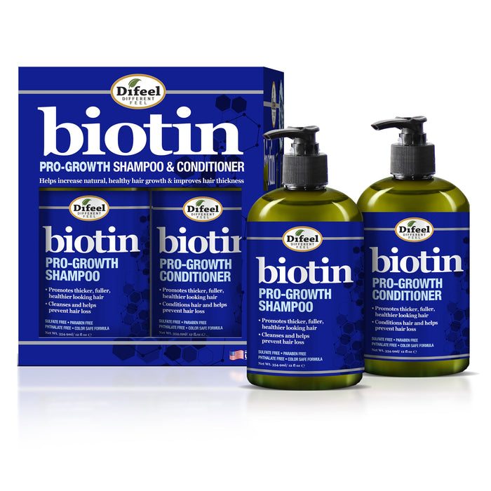 Difeel Biotin Pro-Growth Shampoo and Conditioner 2-PC Gift Set - Shampoo 12 oz.  and Conditioner 12 oz.