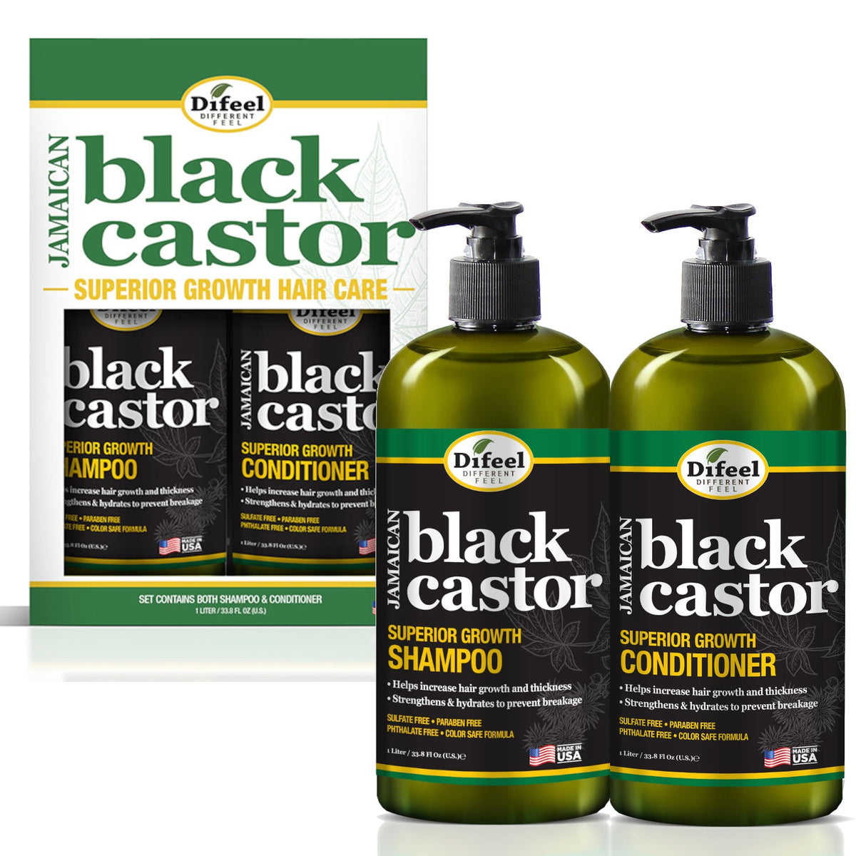 Difeel Jamaican Black Castor Shampoo & Conditioner 33.8oz 2-PC SET