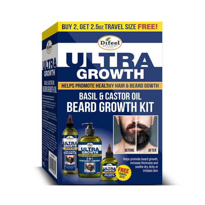 Difeel Men's Ultra Growth Beard Care Set 3-PC Gift Set