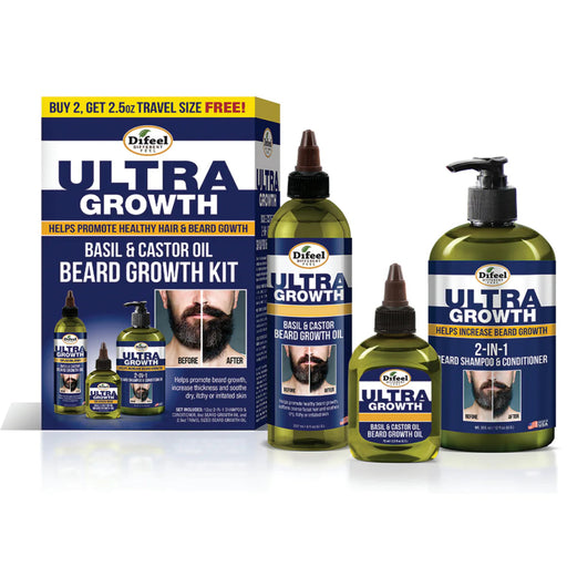 Difeel Men's Ultra Growth Beard Care Set 3-PC Gift Set