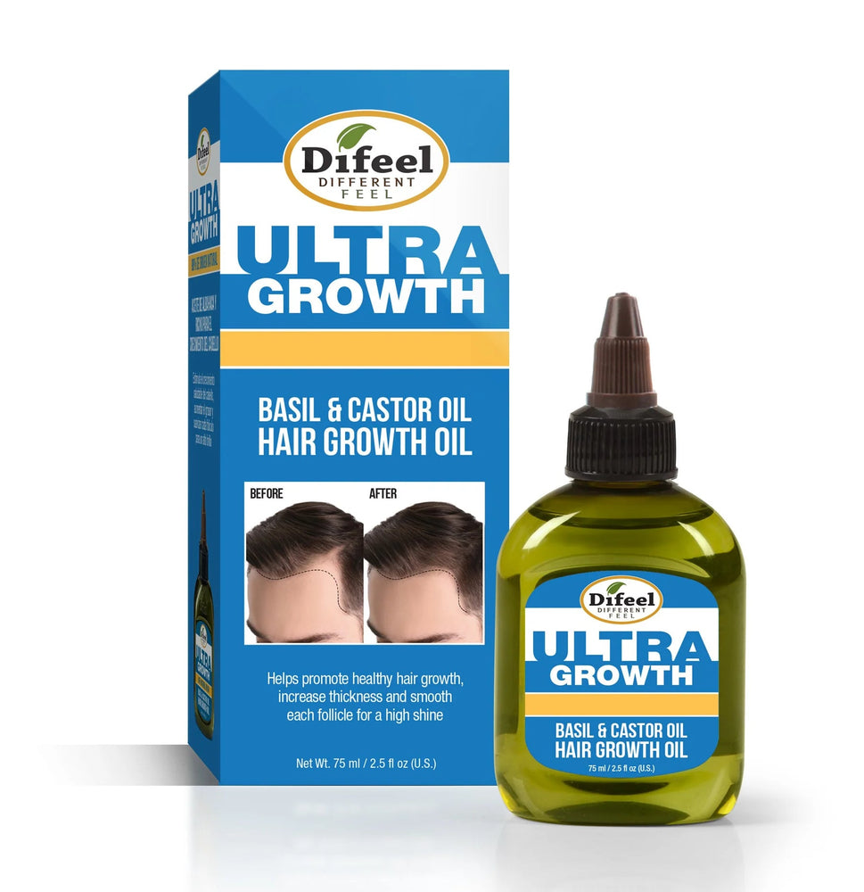 Difeel MENS Ultra Growth Basil & Castor Hair Growth Oil - Travel Size 2.5 oz.