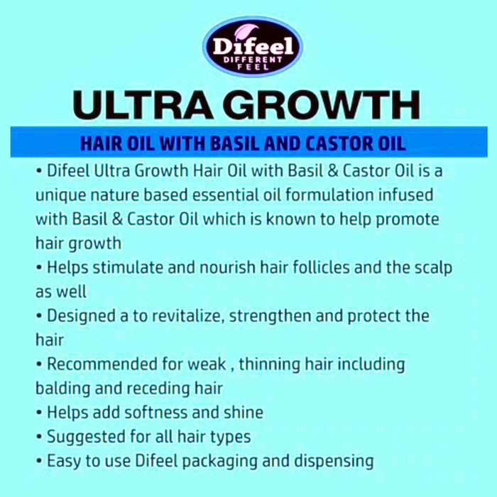 Difeel Men's Ultra Growth Basil & Castor Hair Growth Oil 8 oz.