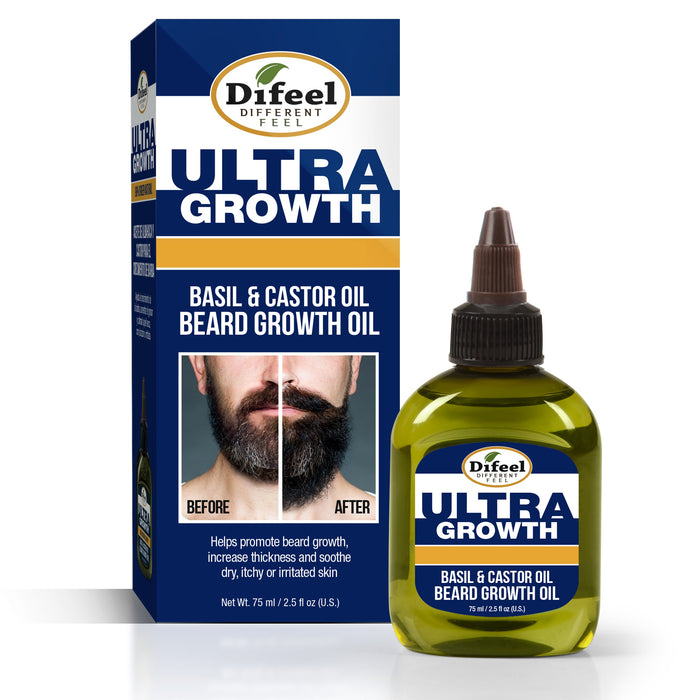 Difeel MENS Ultra Growth Basil and Castor Beard Oil 2.5 oz. (PACK OF 2)