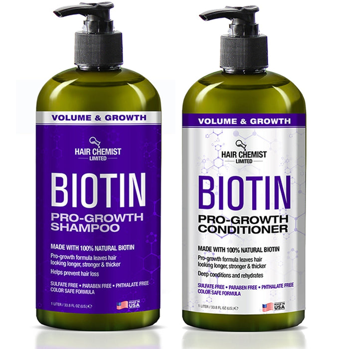 Hair Chemist Biotin Pro-Growth Shampoo & Conditioner Gift Set- Includes 33.8oz Shampoo & 33.8oz Conditioner