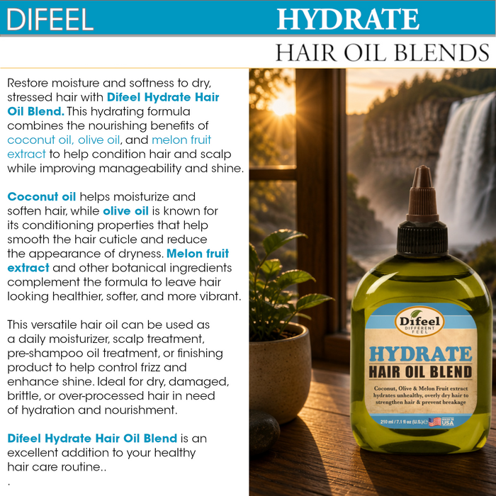 Difeel Hydrate Hair Oil Blend 7.1 oz.