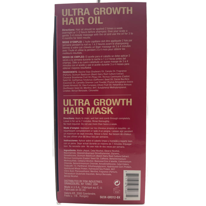 Difeel Ultra Growth with Basil & Castor Oil 4-PC Hair Care Gift Set - Includes Shampoo 12 oz. , Conditioner 12 oz. , Hair Oil 2.5oz and Hair Mask 12 oz. .