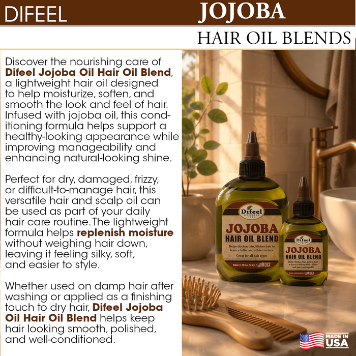 Difeel Jojoba Oil Hair Oil Blend - Travel Size 2.5 oz.