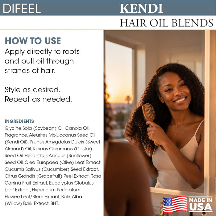 Difeel Kendi Hair Oil Blend for Damaged Hair - Travel Size 2.5 oz. (PACK OF 2)