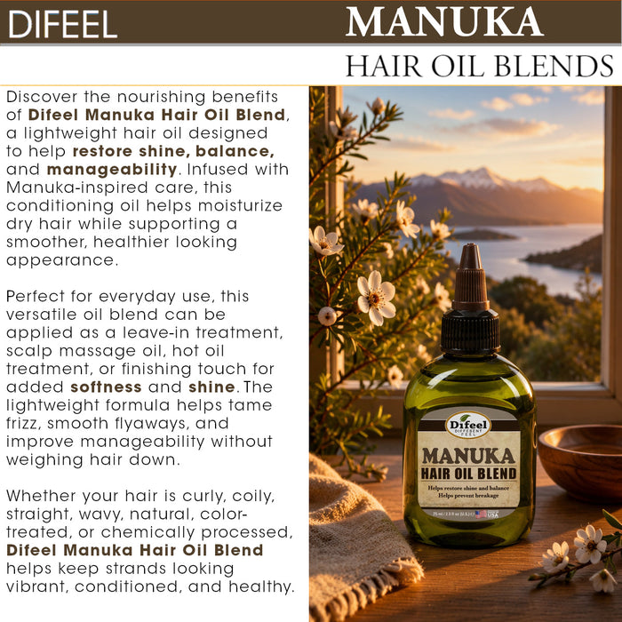 Difeel Manuka Hair Oil Blend - Travel Size 2.5 oz.