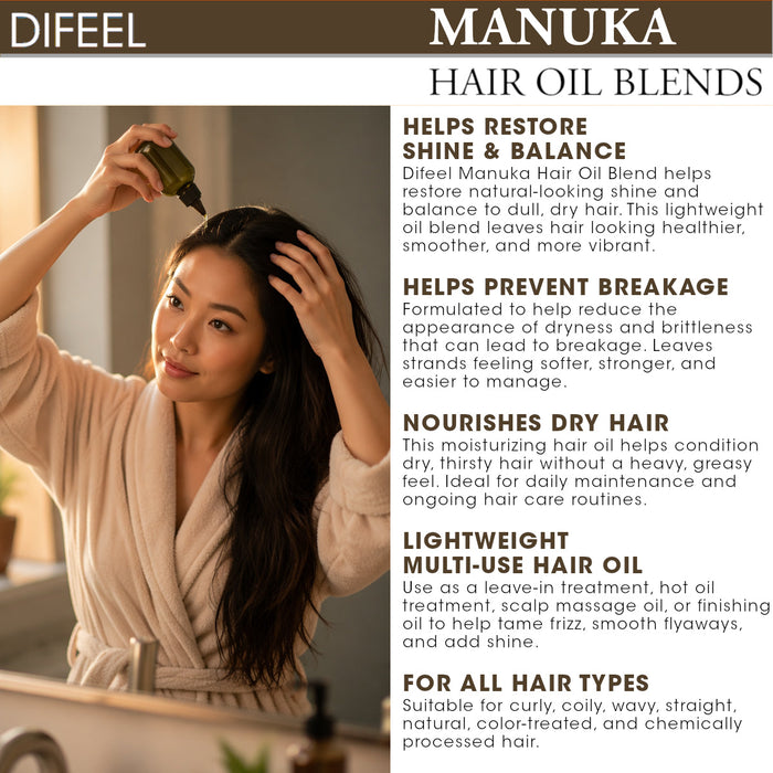 Difeel Manuka Hair Oil Blend - Travel Size 2.5 oz.