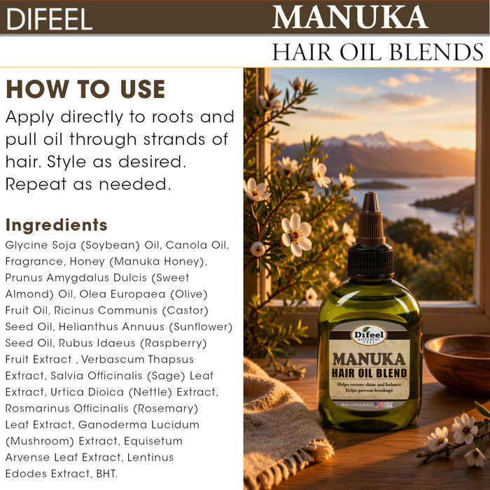 Difeel Manuka Hair Oil Blend - Travel Size 2.5 oz.