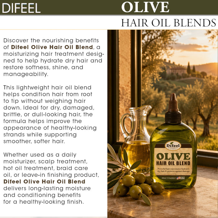 Difeel Olive Hair Oil Blend - Travel Size 2.5 oz. (PACK OF 2)