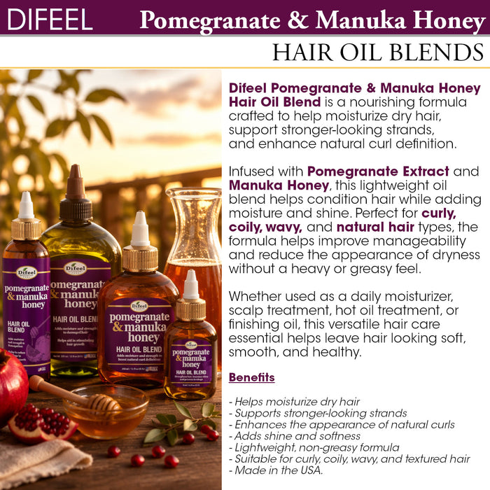 Difeel Pomegranate & Manuka Honey Hair Oil Blend 8 oz.