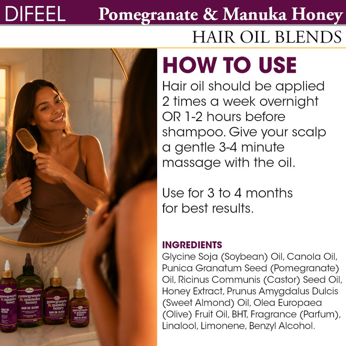 Difeel Pomegranate & Manuka Honey Hair Oil Blend 7.1 oz.