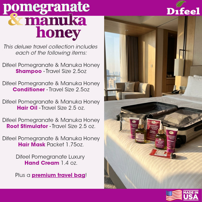 Difeel Pomegranate & Manuka Honey 6-PC Shampoo & Conditioner Hair Care Travel Set