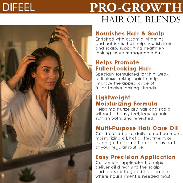 Difeel Pro-Growth Hair Oil Blend 7.1 oz. - Deluxe 2-PC Gift Set