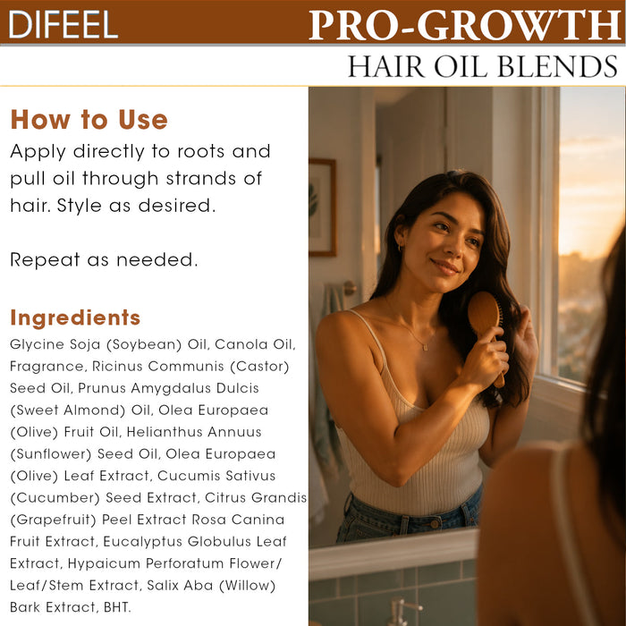 Difeel Pro-Growth Hair Oil Blend 7.1 oz. - Deluxe 2-PC Gift Set