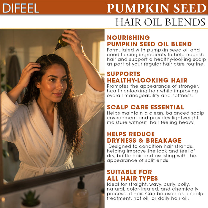 Difeel Pumpkin Seed Hair Oil Blend - Travel Size 2.5 oz. (PACK OF 2)