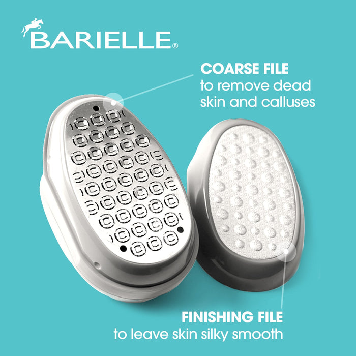 Barielle Portable Oval Gold & White Clamshell Foot File / Foot Rasp - with Stainless Steel Foot Files