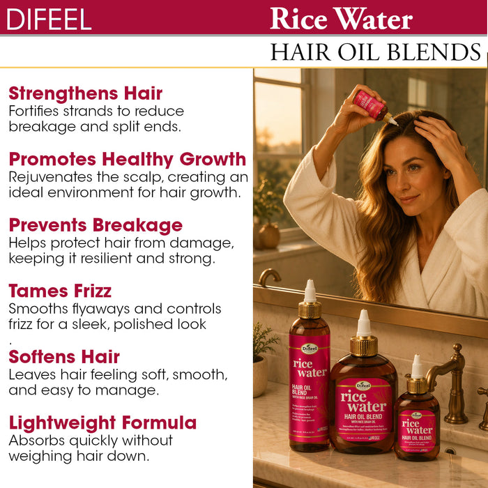 Difeel Rice Water Hair Oil Blend 7.1 oz.