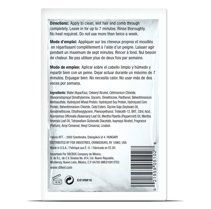 Difeel Rosemary and Mint Strengthening Hair Mask with Biotin Packet 1.75 oz.