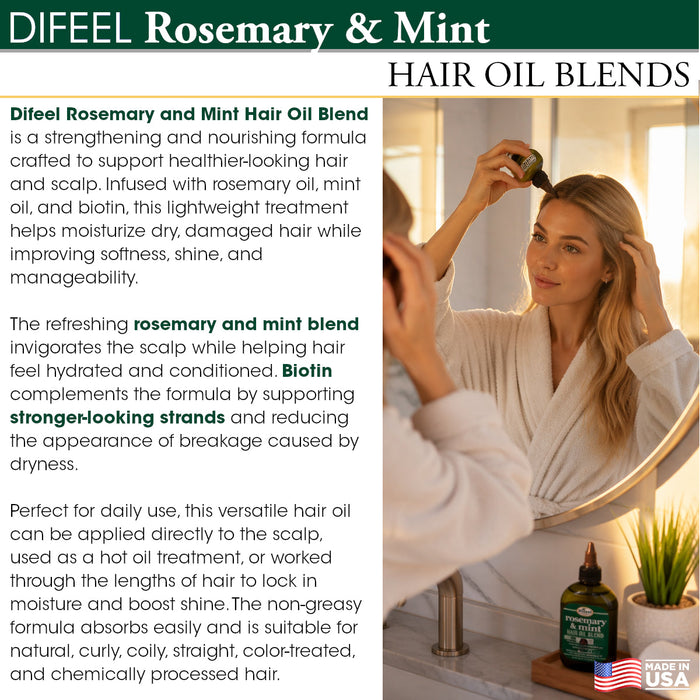 Difeel Rosemary and Mint Infused with Biotin Hair Oil Blend 7.1 oz.