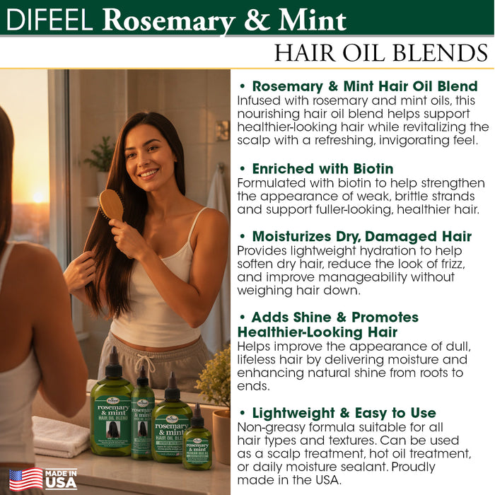 Difeel Rosemary and Mint Infused with Biotin Hair Oil Blend 7.1 oz.