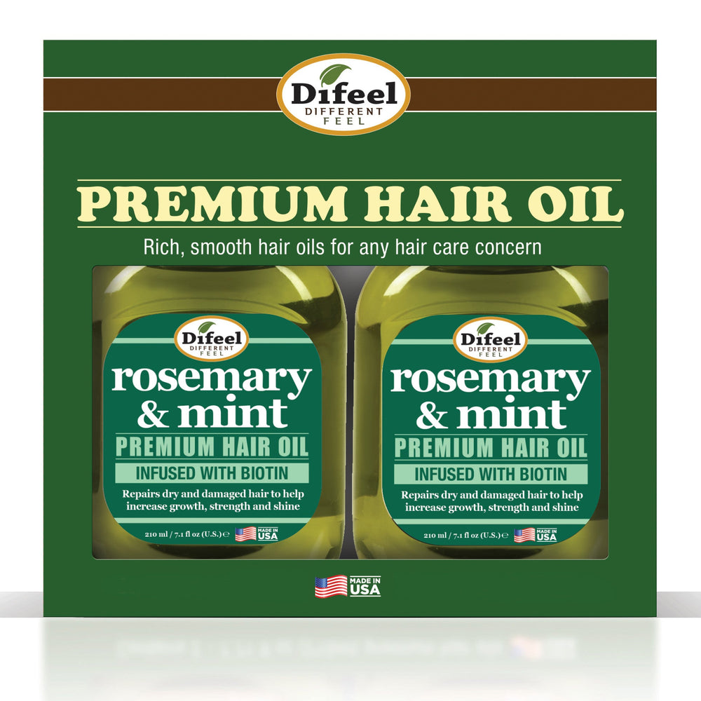 Difeel Rosemary and Mint Premium Hair Oil with Biotin 7.1 Ounce. - Deluxe 2-PC Gift Set