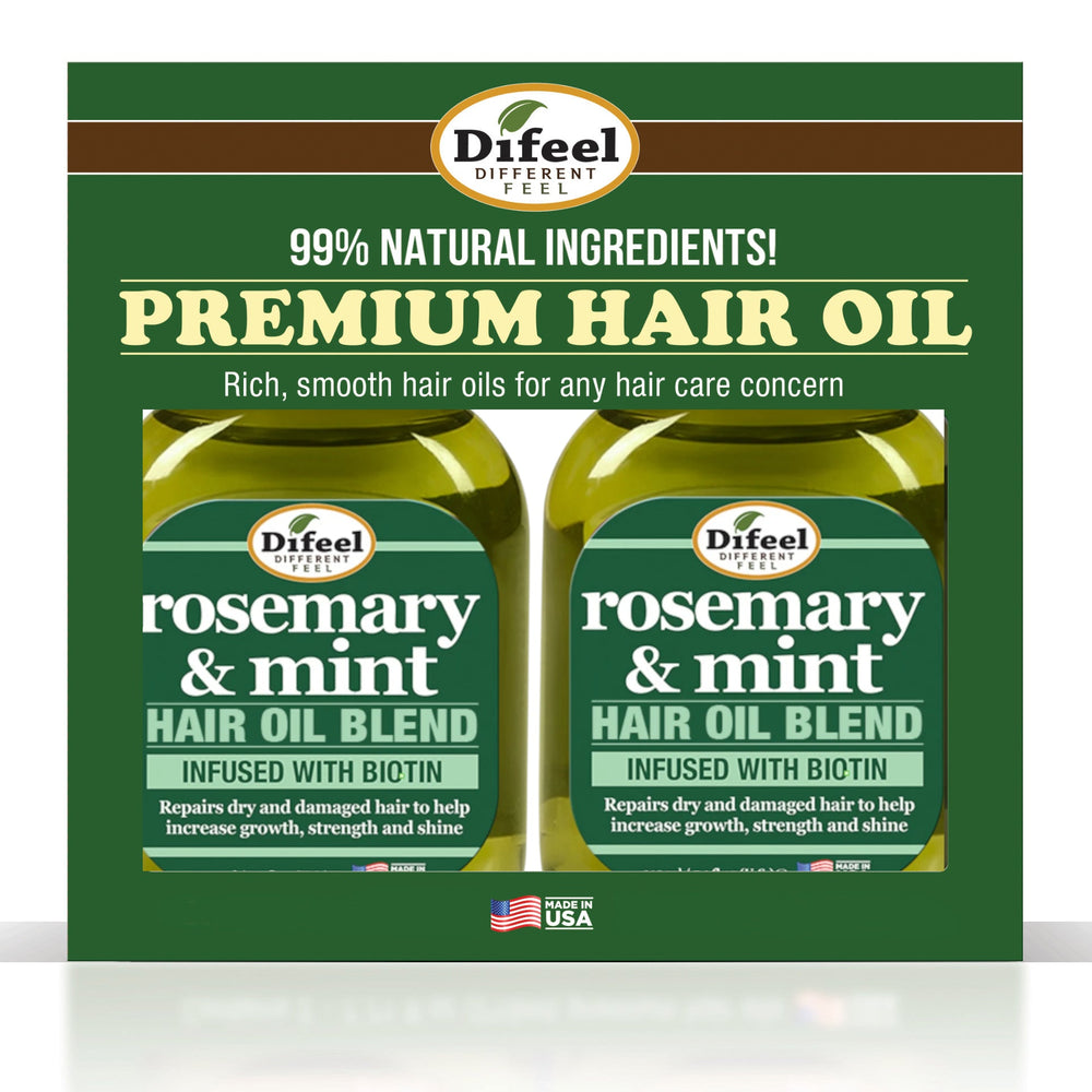 Difeel Rosemary and Mint Hair Oil Blend with Biotin 7.1 Ounce. - Deluxe 2-PC Gift Set