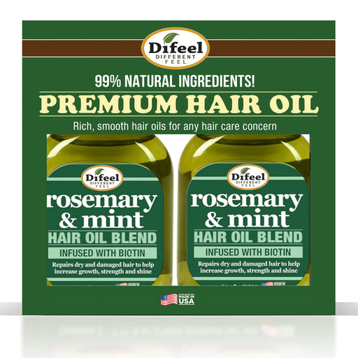 Difeel Rosemary and Mint Hair Oil Blend with Biotin 7.1 Ounce. - Deluxe 2-PC Gift Set