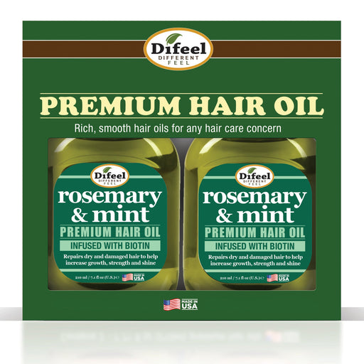Difeel Rosemary and Mint Premium Hair Oil with Biotin 7.1 Ounce. - Deluxe 2-PC Gift Set